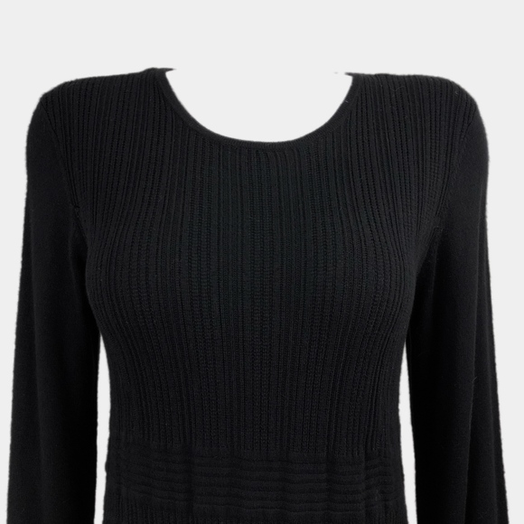 DAISY FUENTES Sweater Dress Fitted Ribbed Knit Long Sleeve Black Large - Picture 5 of 7
